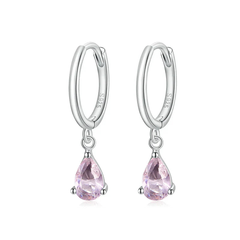 BAMOER Green Water Drop Earrings – 925 Sterling Silver