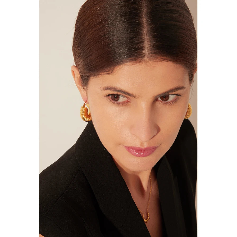 Sovict Chunky Dome Hoop Earrings