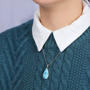 925 Sterling Silver Larimar Pendant Necklace – Classic Oval Charm