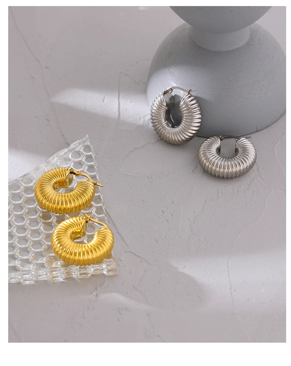Sovict Chunky Dome Hoop Earrings