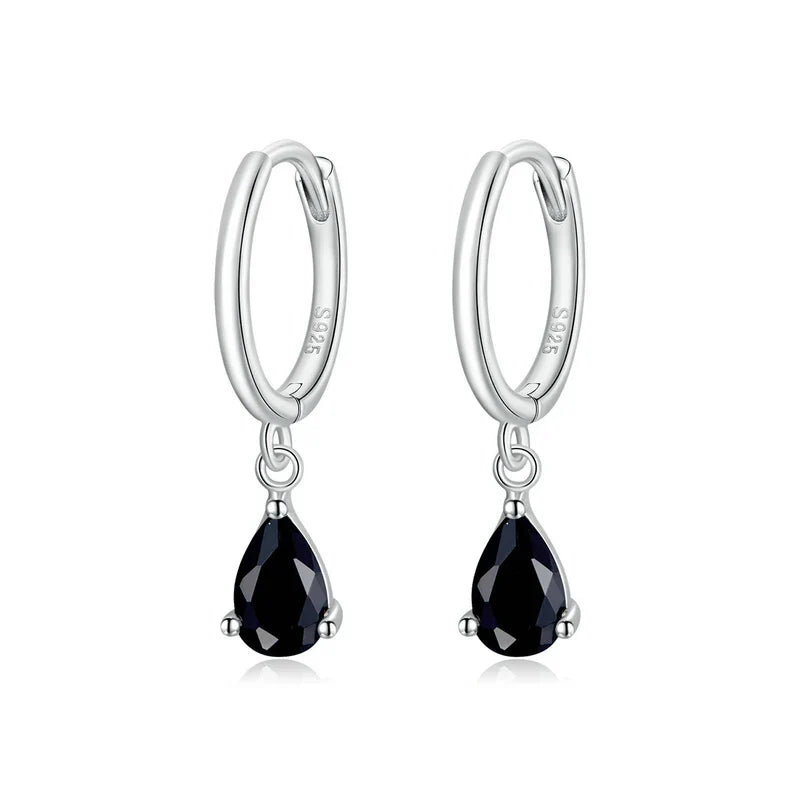 BAMOER Green Water Drop Earrings – 925 Sterling Silver