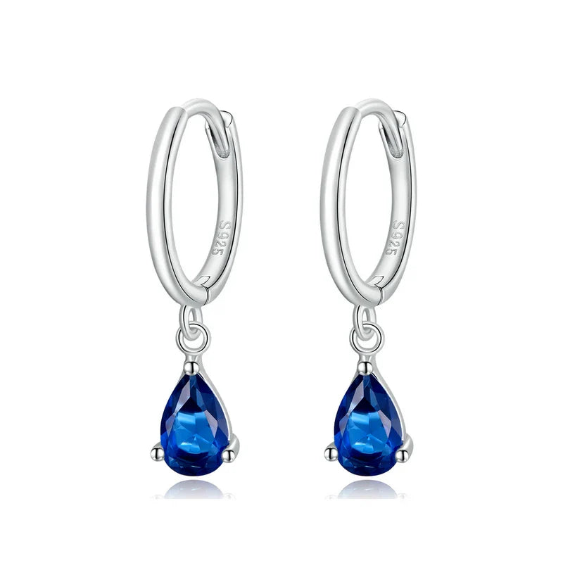 BAMOER Green Water Drop Earrings – 925 Sterling Silver