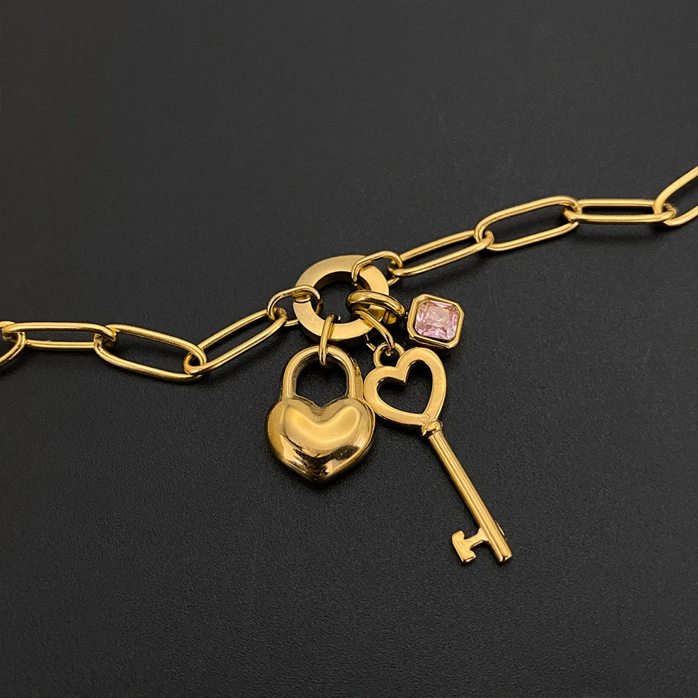 Sovict Heart Lock Key Bracelet