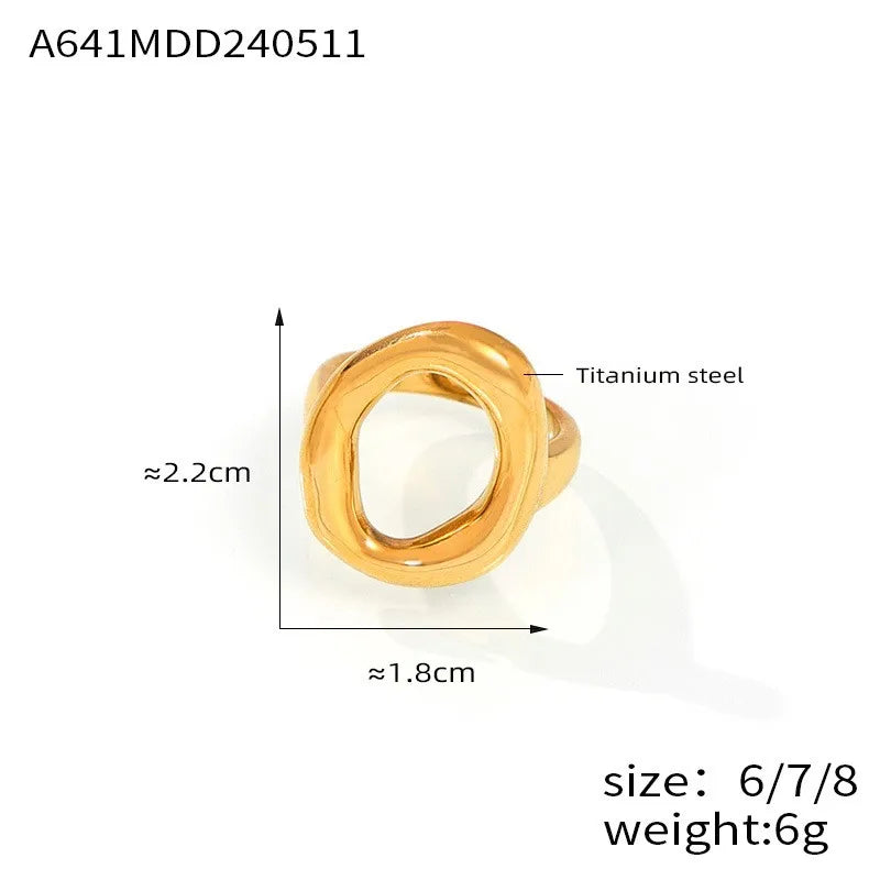 316L Stainless Steel Gold-Plated Big Oval Ring