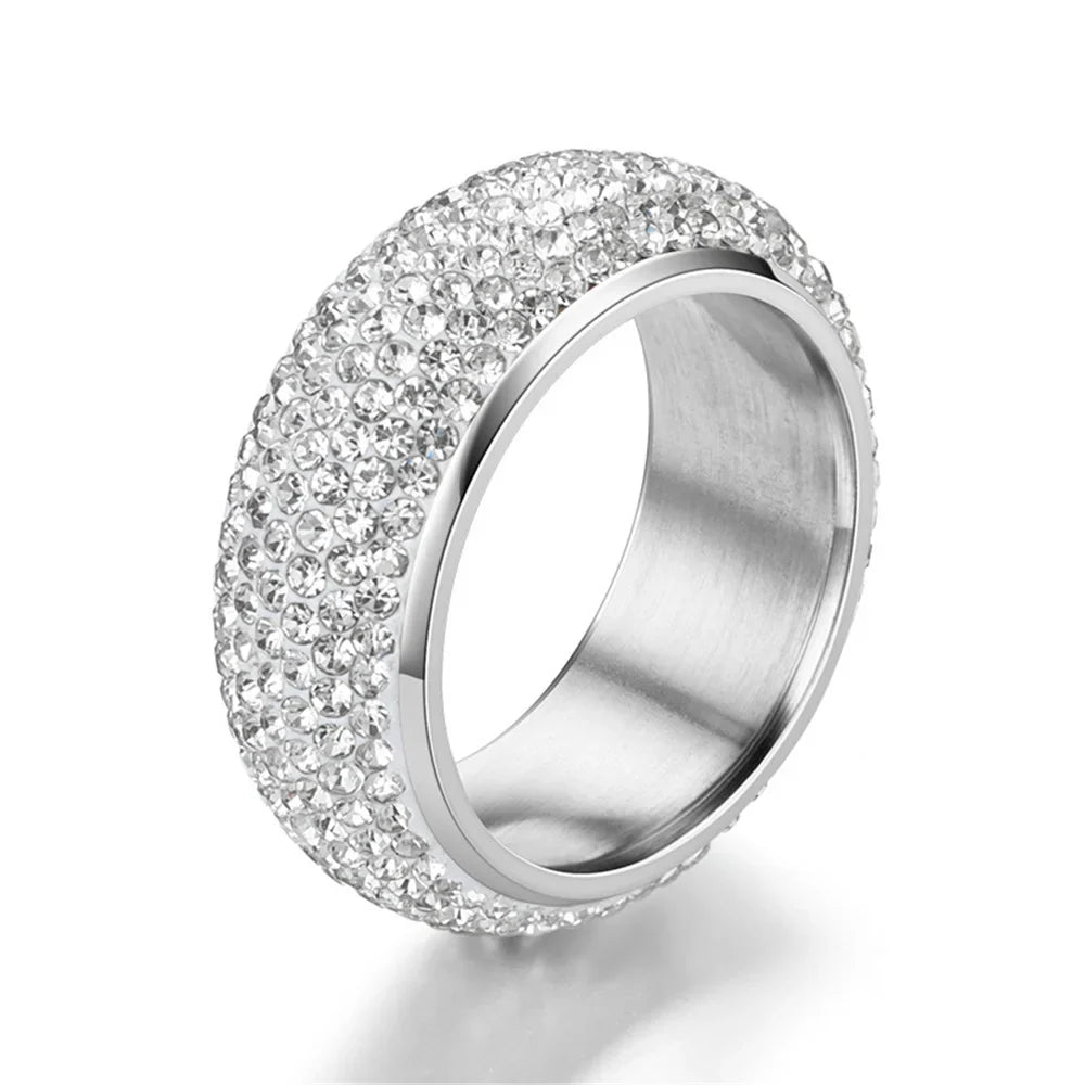 Hip Hop Iced Out Bling Arc Circle Ring – Gold & Silver Color Stainless Steel