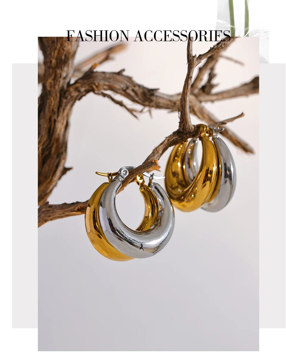 Sovict Textured Geo Hoop Earrings