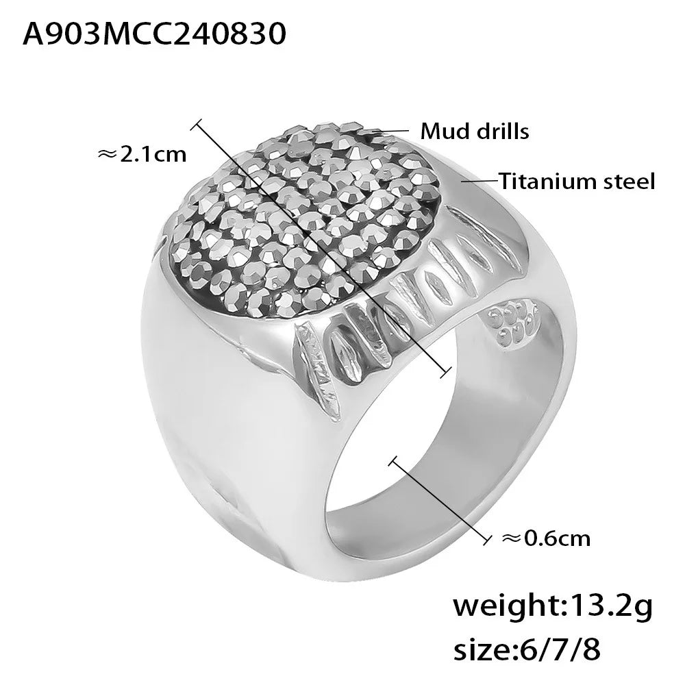 Liora Turquoise & CZ Band – 18K Gold Plated 316L Stainless Steel Ring for Women
