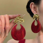 Bold Red Luxe Statement Earrings