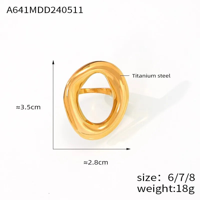 316L Stainless Steel Gold-Plated Big Oval Ring