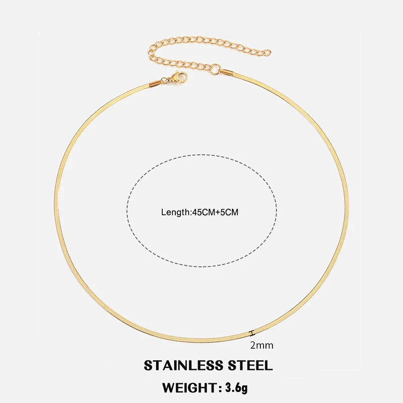 Hot Classic Unisex Flat Snake Chain Choker Necklace