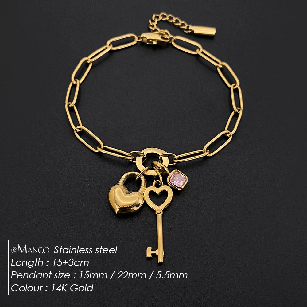 Sovict Heart Lock Key Bracelet