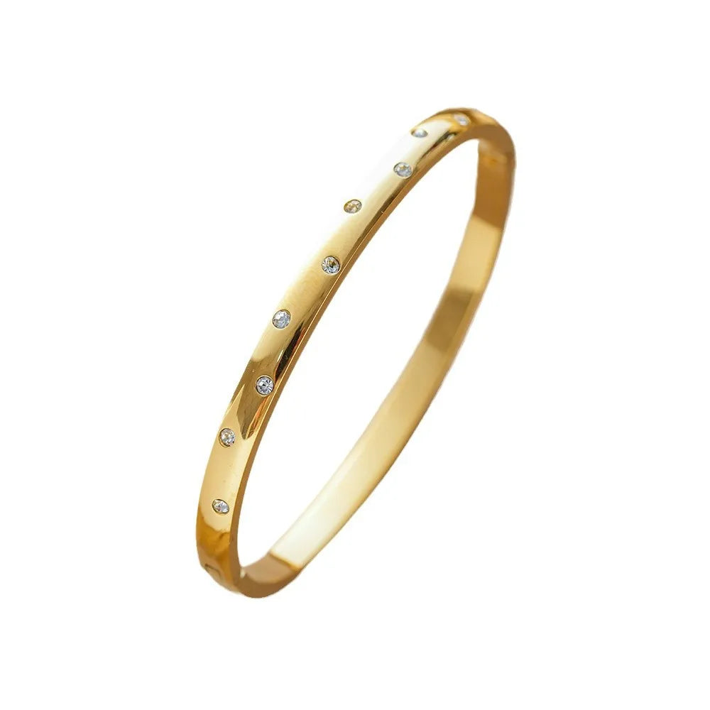 ZAKOL Stainless Steel Round Zircon Inlaid Bracelet
