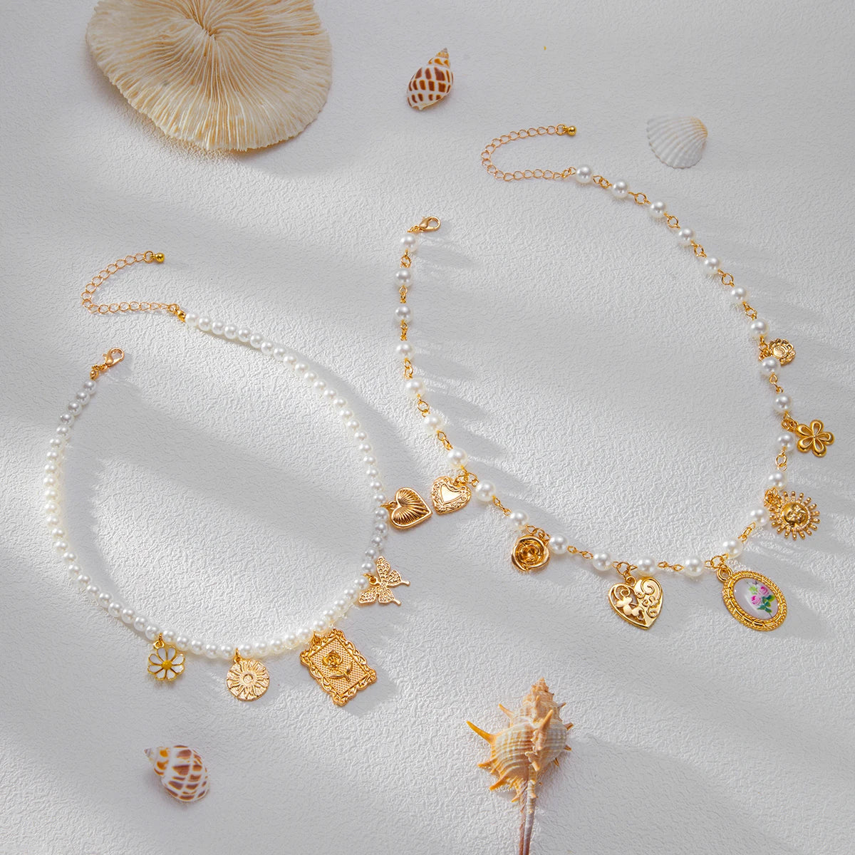Sovict Butterfly Pearl Necklace Duo