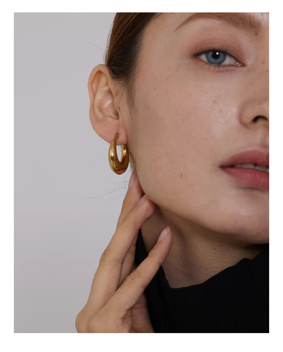 Sovict Textured Geo Hoop Earrings