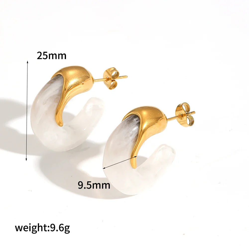 Brown Resin Geometric Shape Earrings