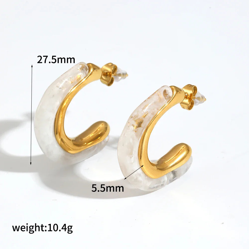 Brown Resin Geometric Shape Earrings