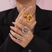 316L Stainless Steel Gold-Plated Big Oval Ring