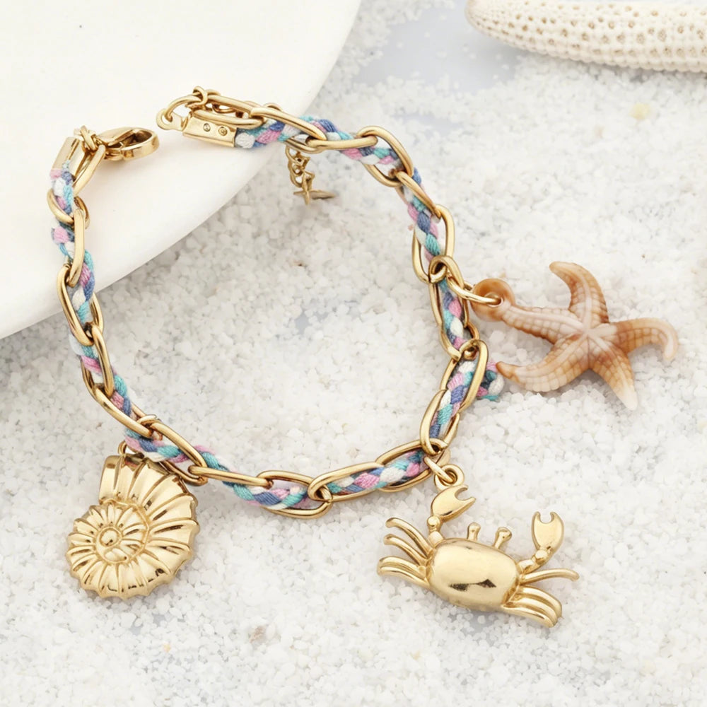 Sovict Coastal Braided Charm Bracelet