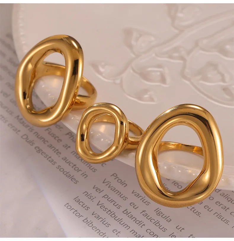 316L Stainless Steel Gold-Plated Big Oval Ring