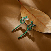 CHARMING Green Snake Stud Earrings – 925 Sterling Silver