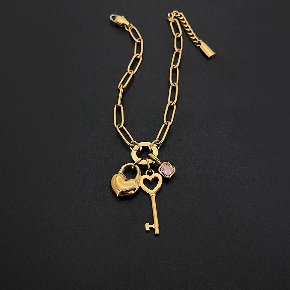 Sovict Heart Lock Key Bracelet