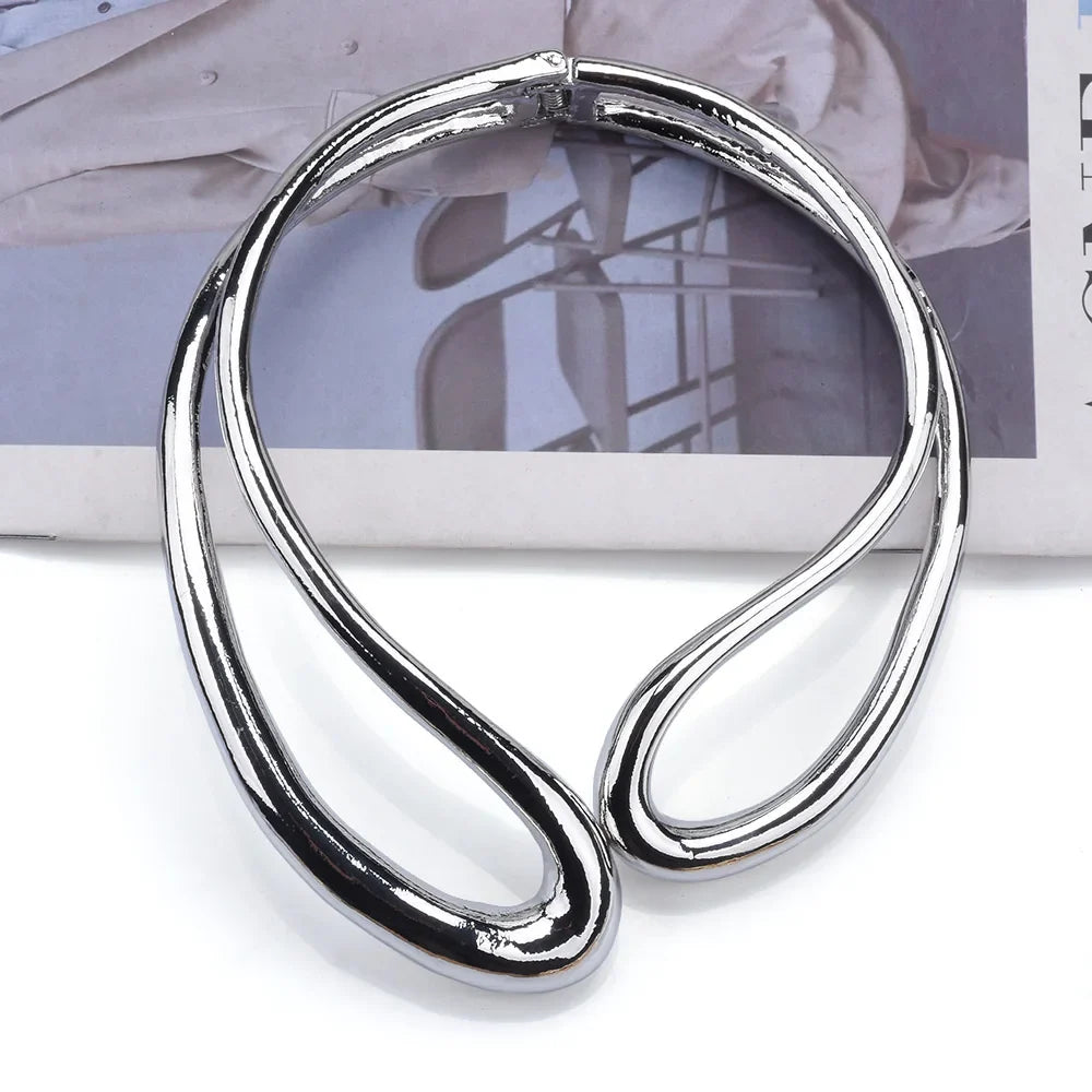 Golden Open Choker Necklace – Asymmetric Hip Hop Punk