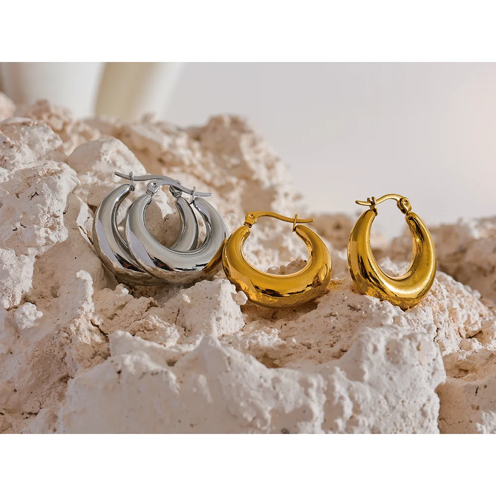 Sovict Textured Geo Hoop Earrings