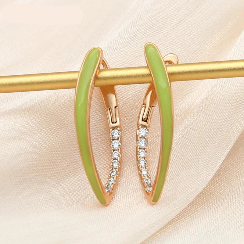 S&Z DESIGN New Fashion Gold Color Green Enamel