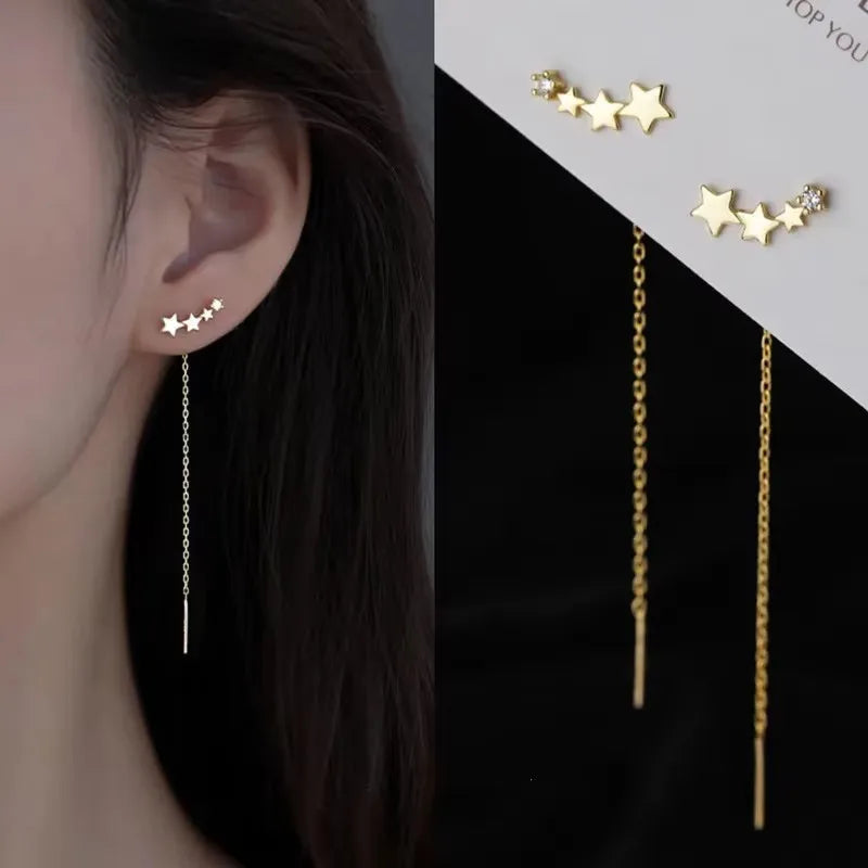 Black Drop Tassel Long Earrings