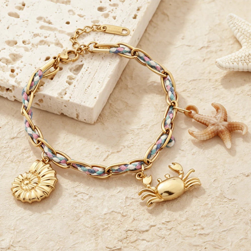 Sovict Coastal Braided Charm Bracelet