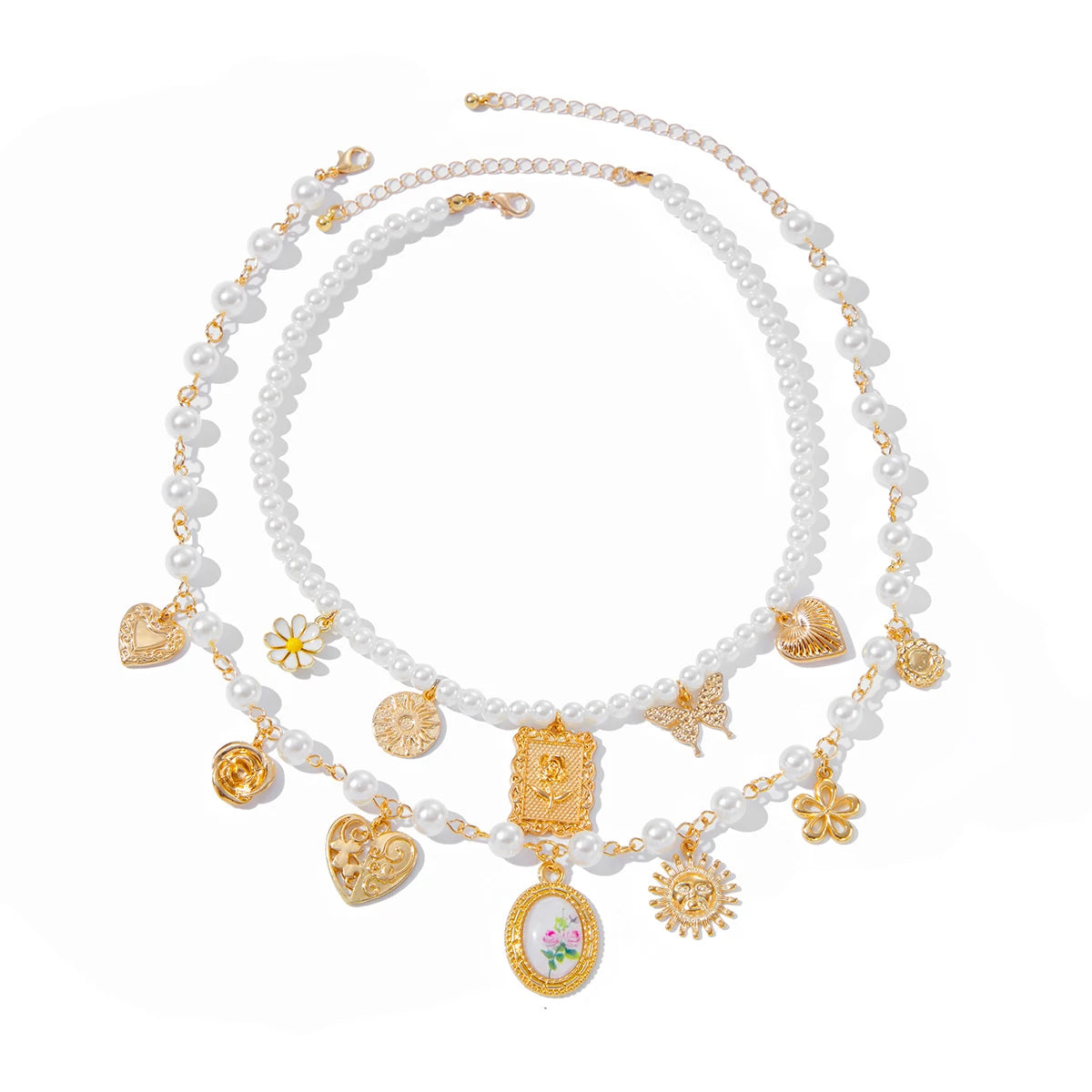 Sovict Butterfly Pearl Necklace Duo