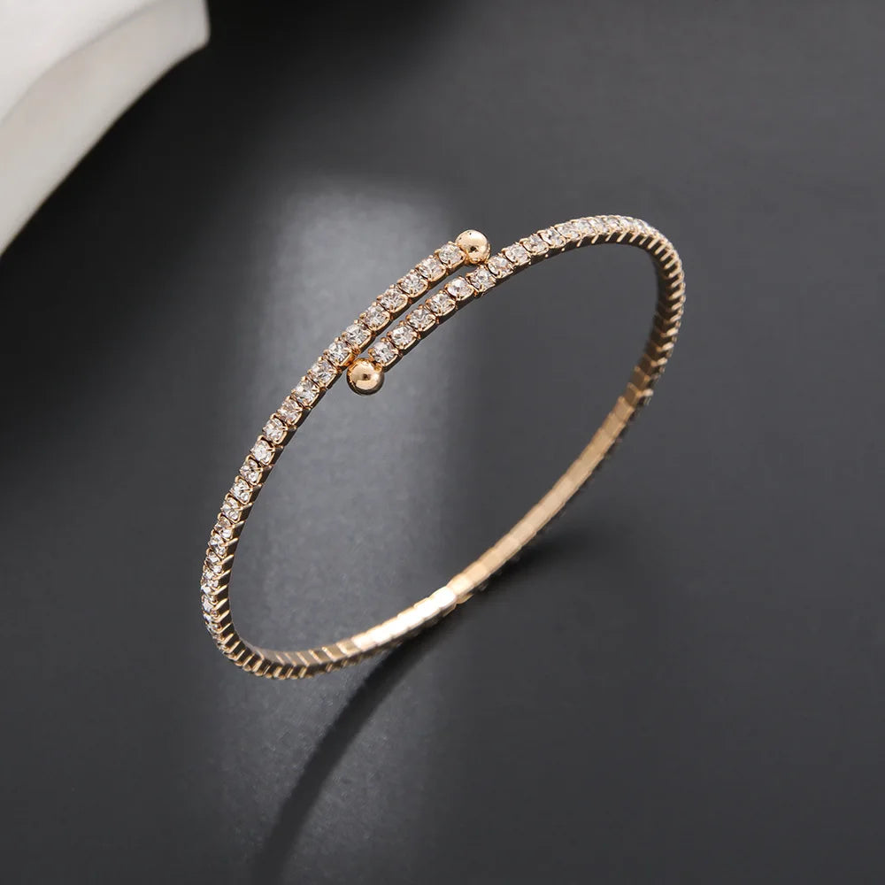 Minimalist Elastic Steel Wire Zircon Bracelet for Women
