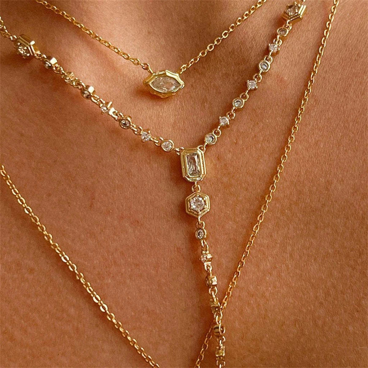 Sovict Zircon Orbit Pendant Necklace