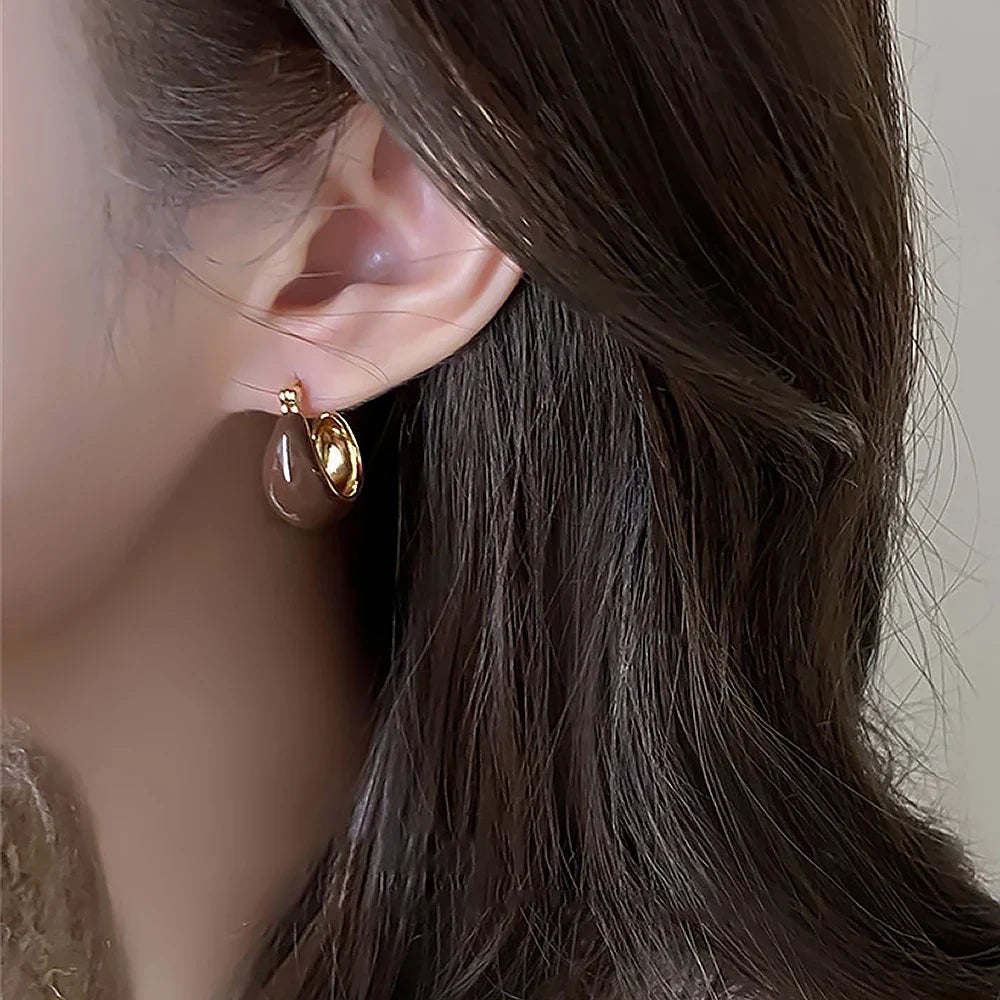 Brown U-shaped Hoop Earrings – Vintage Tortoiseshell