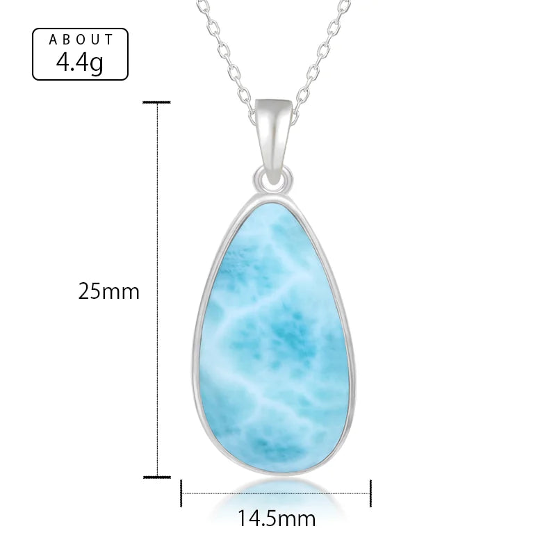 925 Sterling Silver Larimar Pendant Necklace – Classic Oval Charm