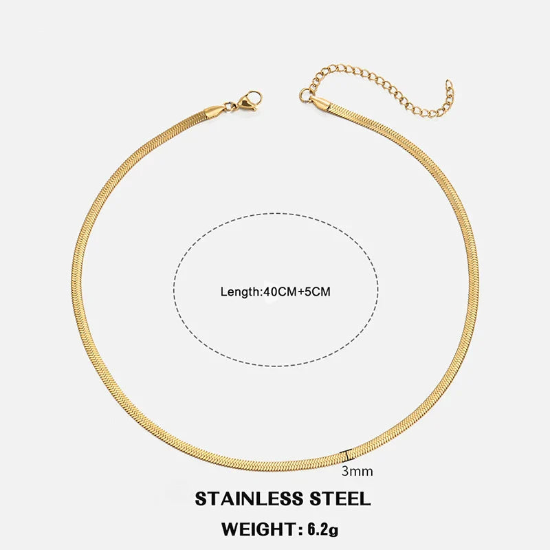 Hot Classic Unisex Flat Snake Chain Choker Necklace
