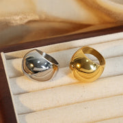 Oval Chunky Statement Ring in 18K Gold Stainless Steel