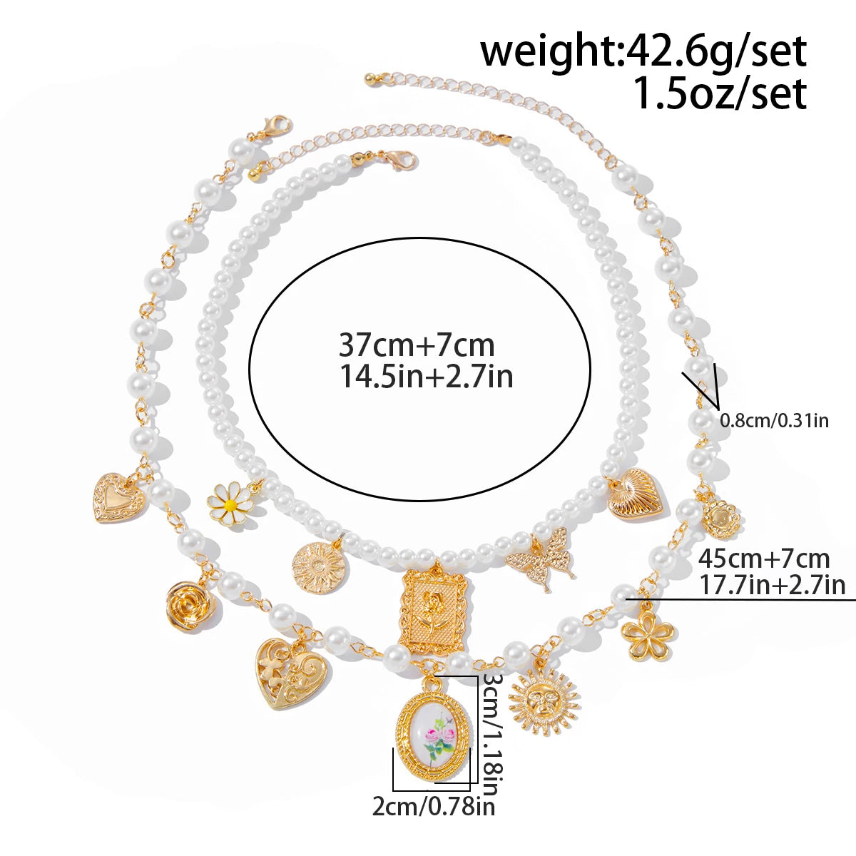 Sovict Butterfly Pearl Necklace Duo