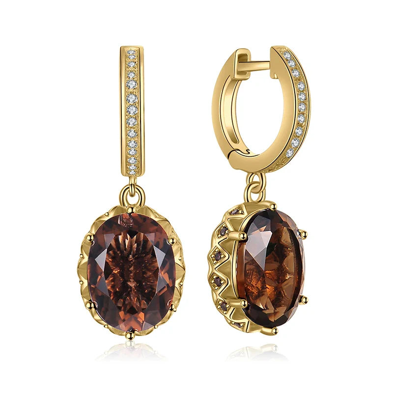 Smoky Quartz 925 Silver Drop Earrings