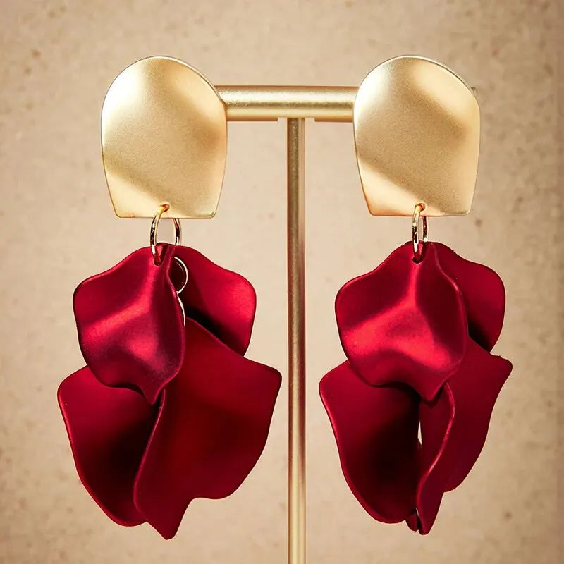 Stylish Multicolored Flower Earrings – Delicate Petal Tassel Studs for Women
