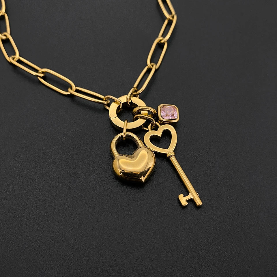 Sovict Heart Lock Key Bracelet