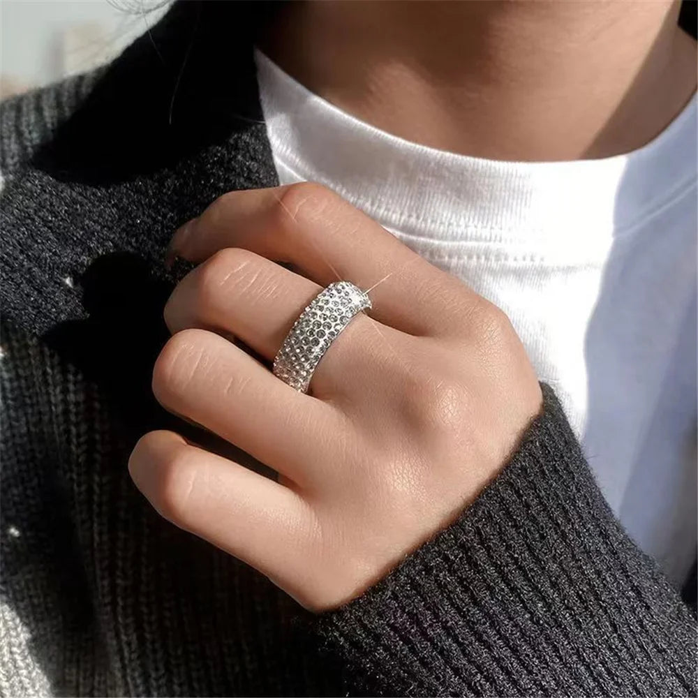 Hip Hop Iced Out Bling Arc Circle Ring – Gold & Silver Color Stainless Steel
