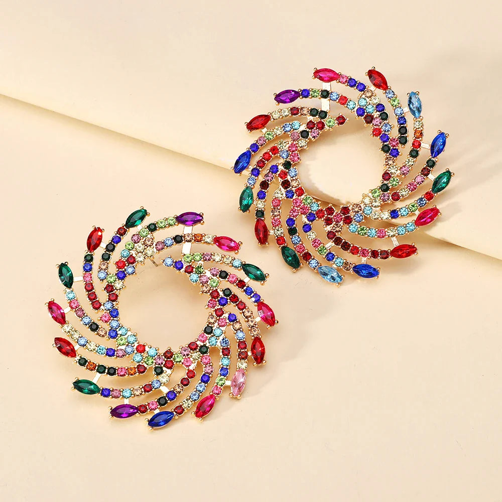 Sunflower Crystal Statement Stud Earrings