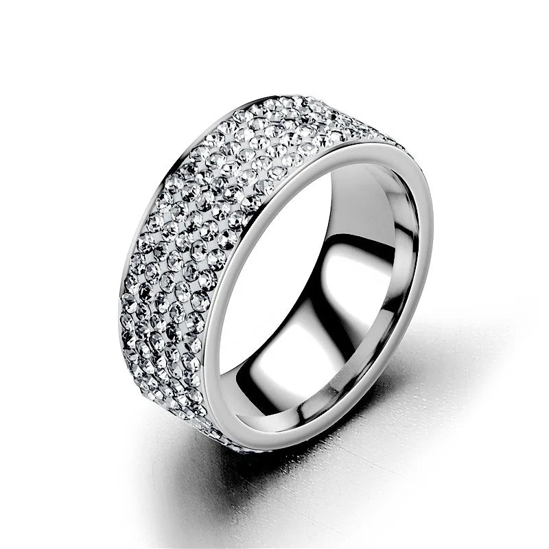 Hip Hop Iced Out Bling Arc Circle Ring – Gold & Silver Color Stainless Steel