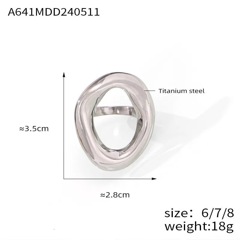 316L Stainless Steel Gold-Plated Big Oval Ring