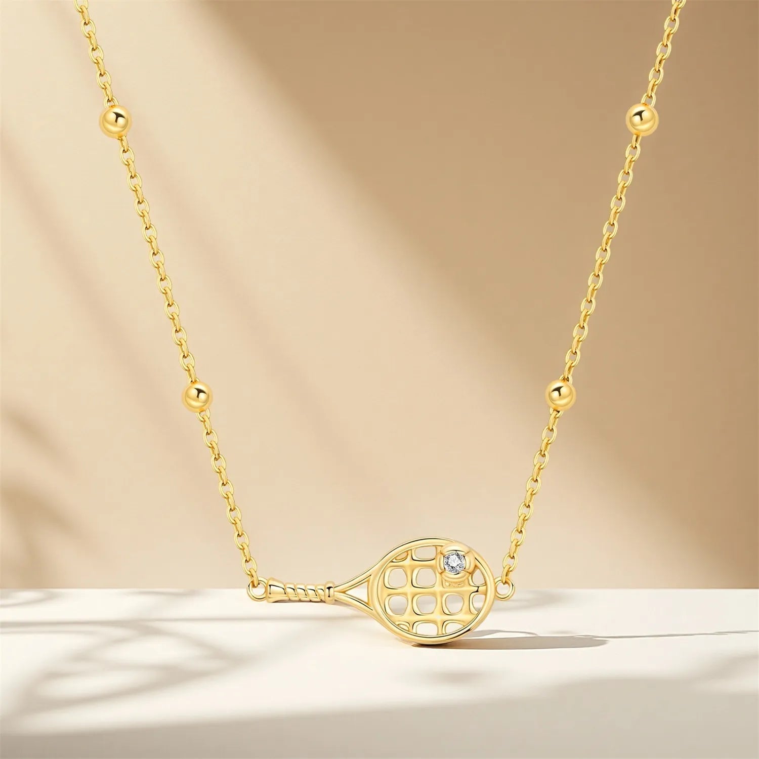 Sovict Golden Tennis Pendant Necklace
