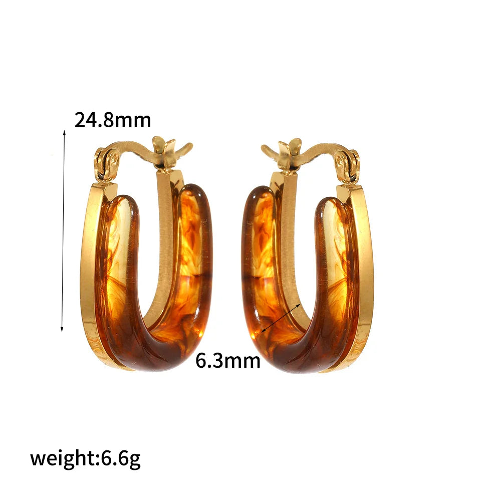 Brown Resin Geometric Shape Earrings