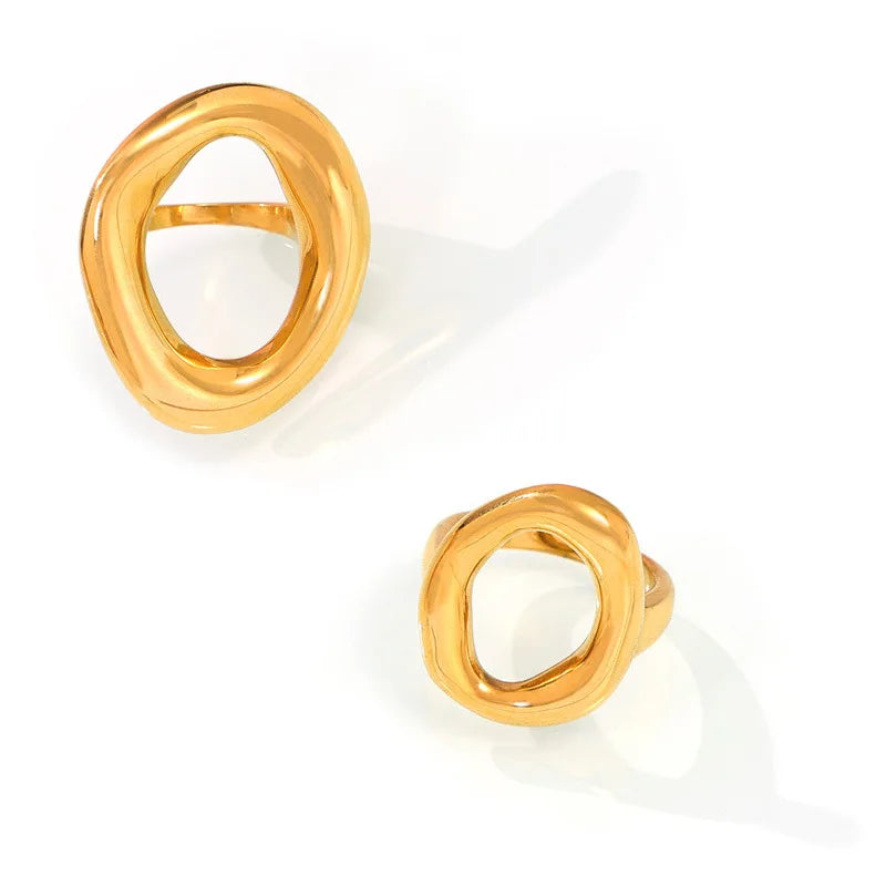 316L Stainless Steel Gold-Plated Big Oval Ring