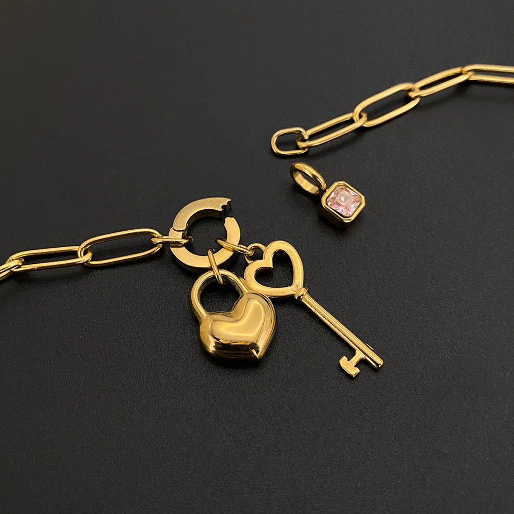 Sovict Heart Lock Key Bracelet