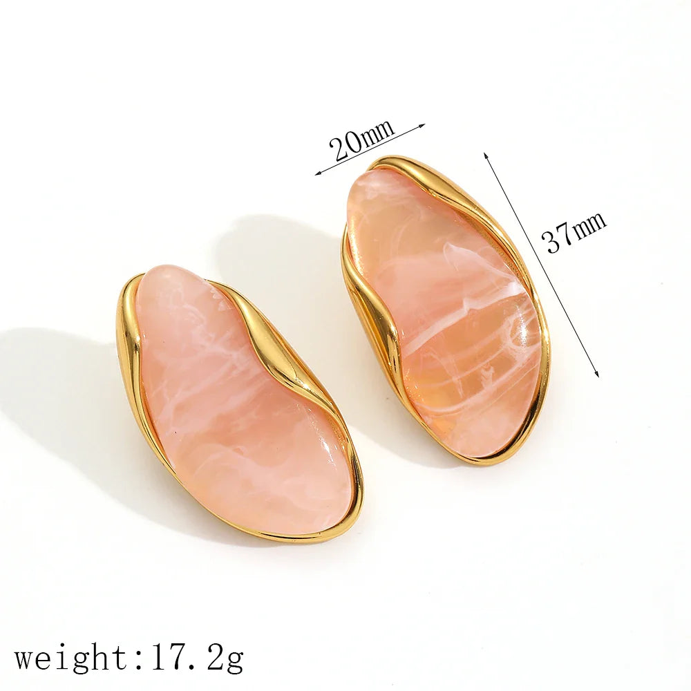 Brown Resin Geometric Shape Earrings